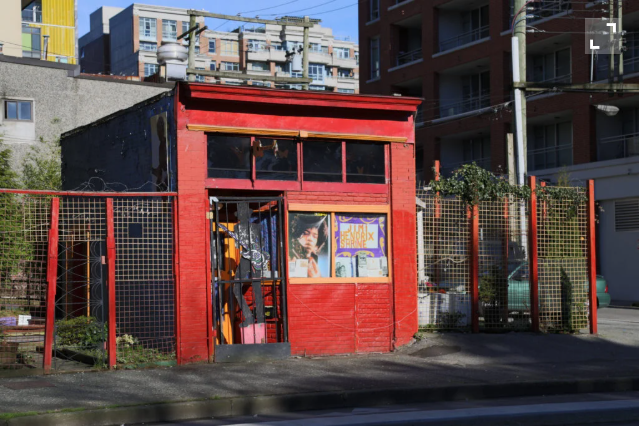 The Jimi Hendrix Shrine, a small red building in Vancouver's Strathcona neighbourhood honouring Jimi Hendrix's connection to Hogan's Alley