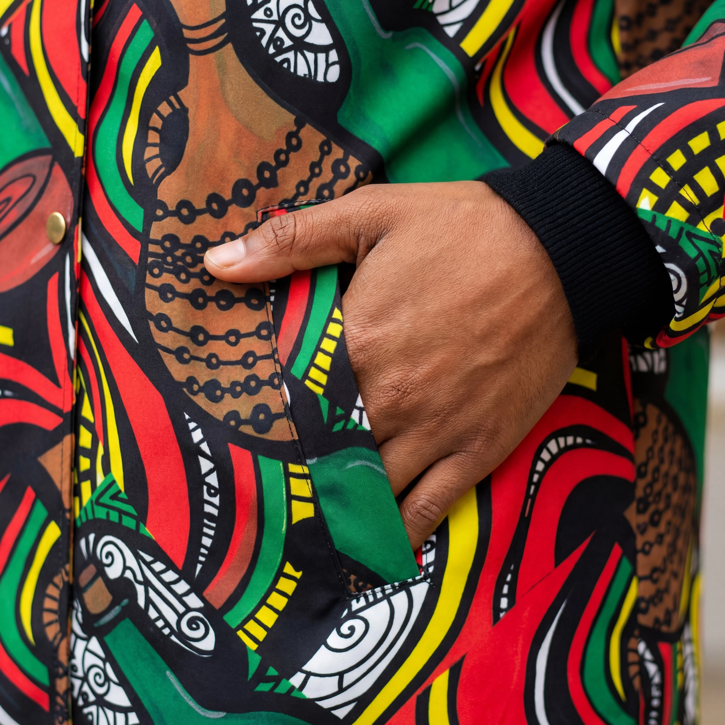 Libation hand in pocket